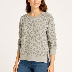 Rails Gray Leopard Print Sweatshirt | Cozy Animal Print Crewneck S